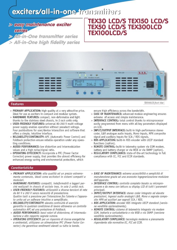 Broadcast Prof RVR TEX 30w LCD/S FM Transmitter Wide Band Encoder Stereo