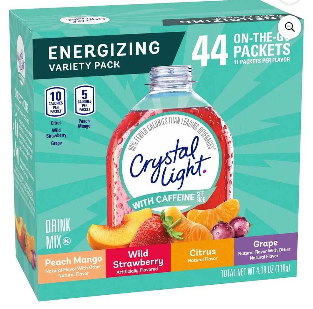 Crystal Light Energizing Variety Pack w/Caffeine - 44 Packets - Free ship!!