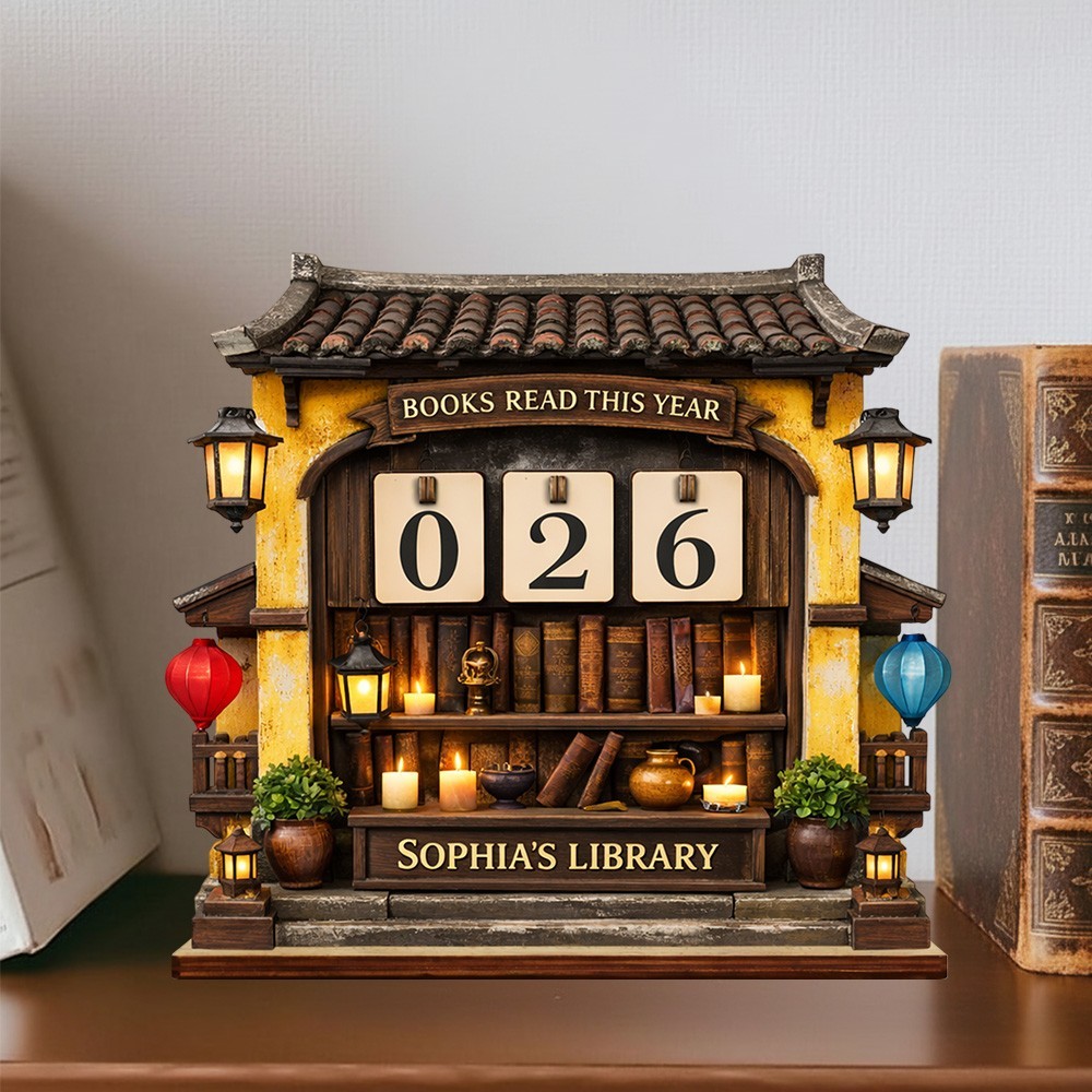 Personalized Books Read This Year Counter Cozy Lantern Library Gift