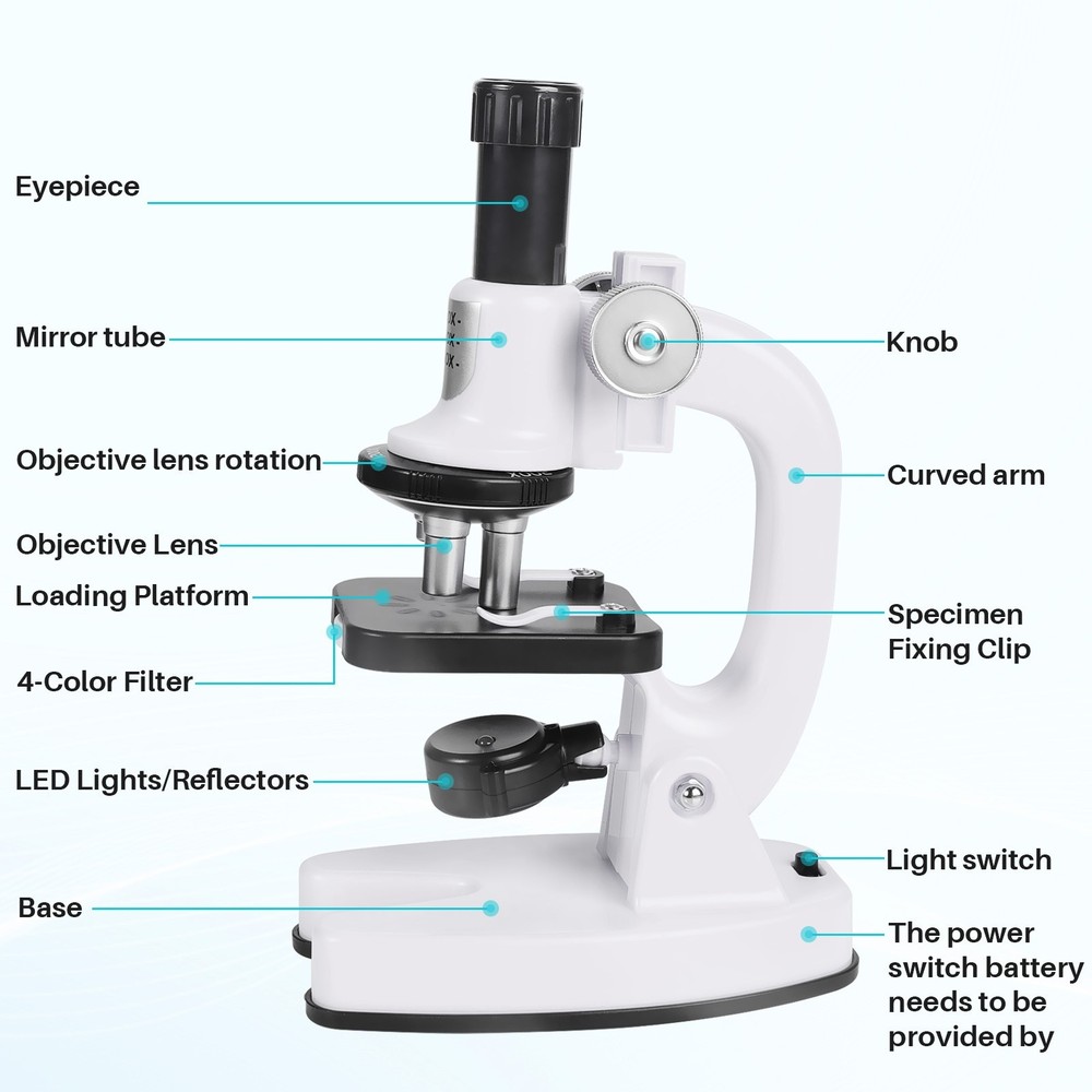 Microscope Kit for Kids 200X-/1200X High-Power Compound Microscope STEM Learning