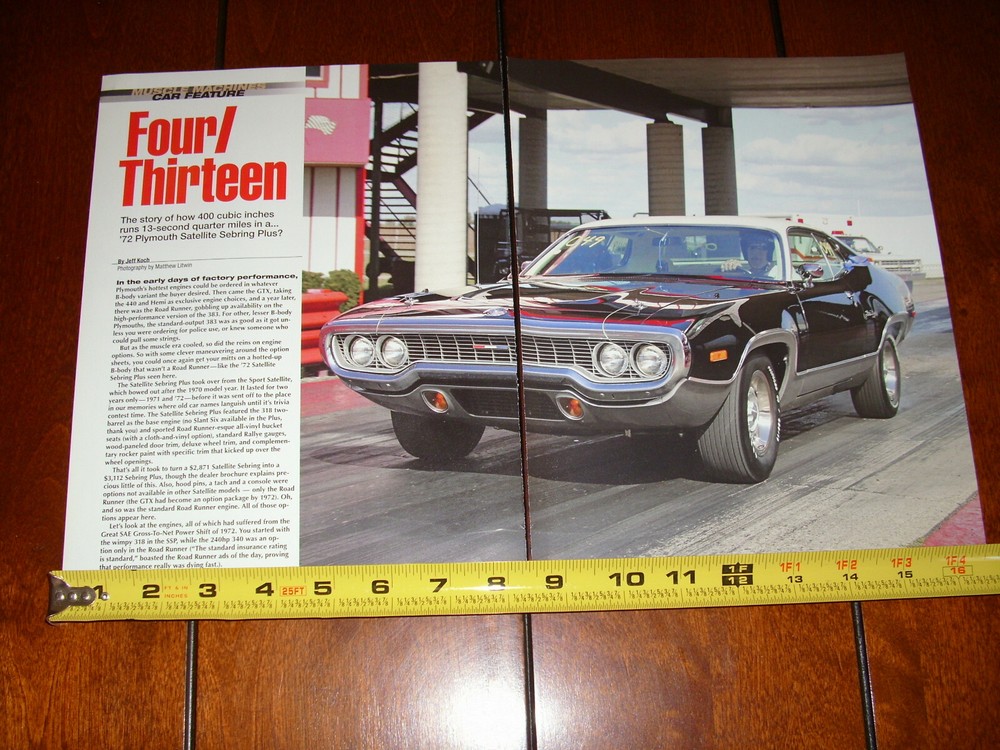 1972 PLYMOUTH SATELLITE ORIGINAL 2013 ARTICLE