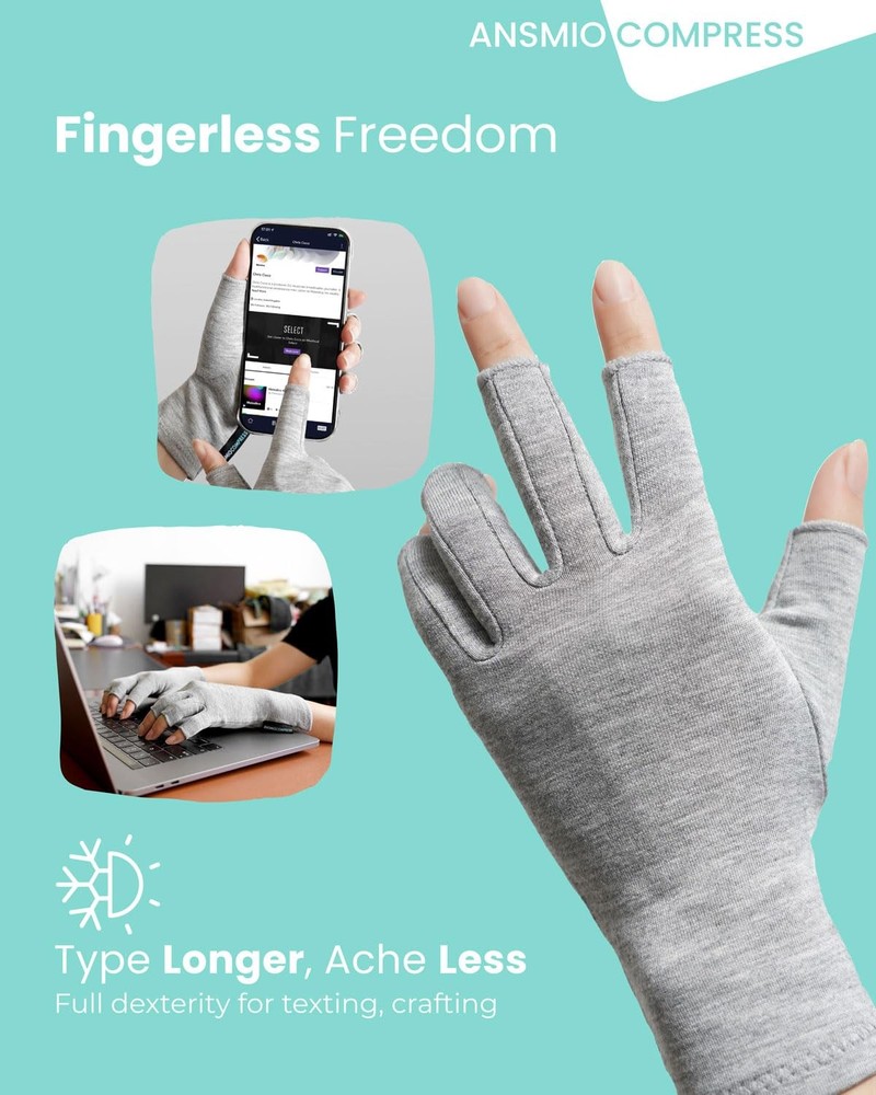 Rayon Derived from Bamboo Compression Gloves – Fingerless Arthritis & Carpal ...