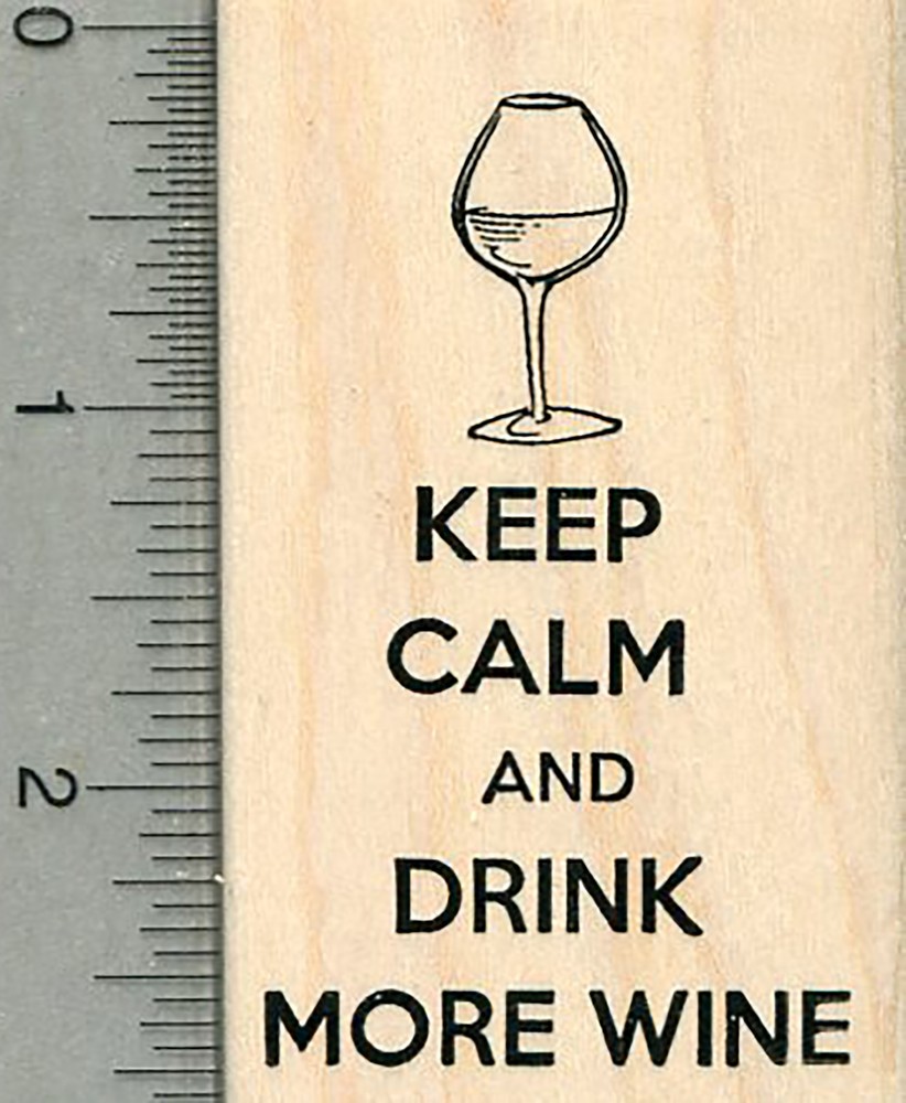 Wine Rubber Stamp, Keep Calm and Drink More J37207  WM