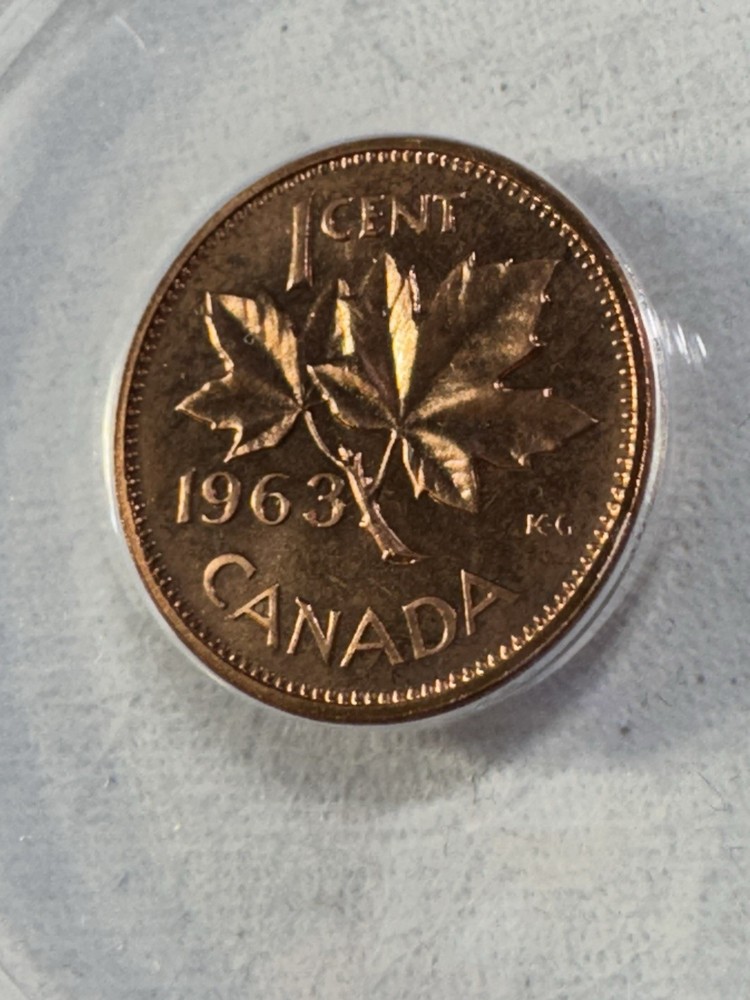 1963 Canada 1 Cent Proof Like Graded MS 66 RD by ANACS