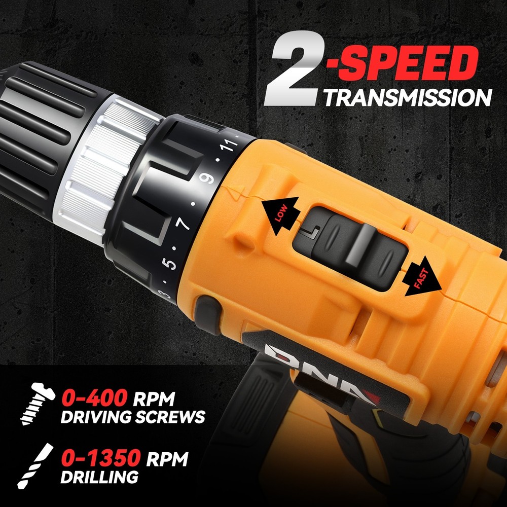 [OPEN BOX] 21+1 Torque Speed Setting 18V Battery Charging Cordless Drill Orange