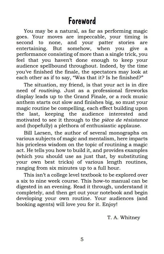 How to Routine a Magic Show by William Larsen