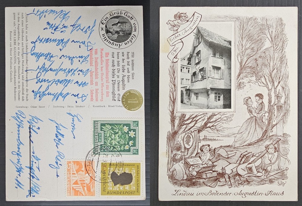 1956 Austria Postcard 3 Stamps cd Bregenz-Richtenberg