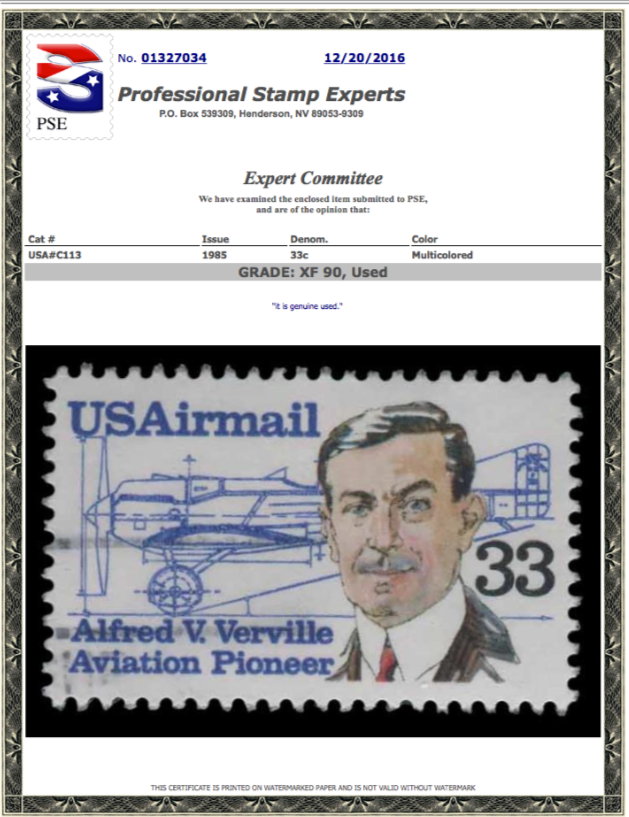 #C113 Used PSE Graded 90, PSE Certificate # 01327034