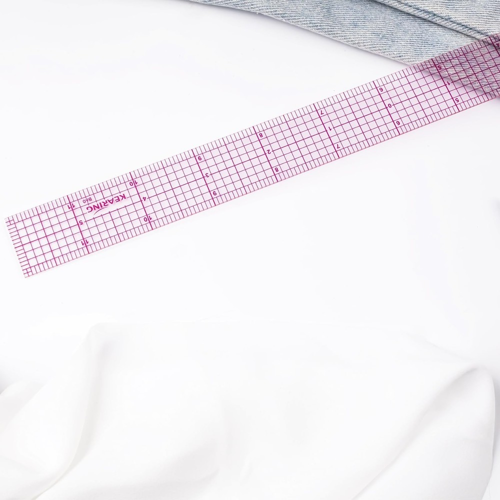 KEARING 1" x 12" Clear Sewing Graph Ruler, Transparent Pattern Making Ruler f...