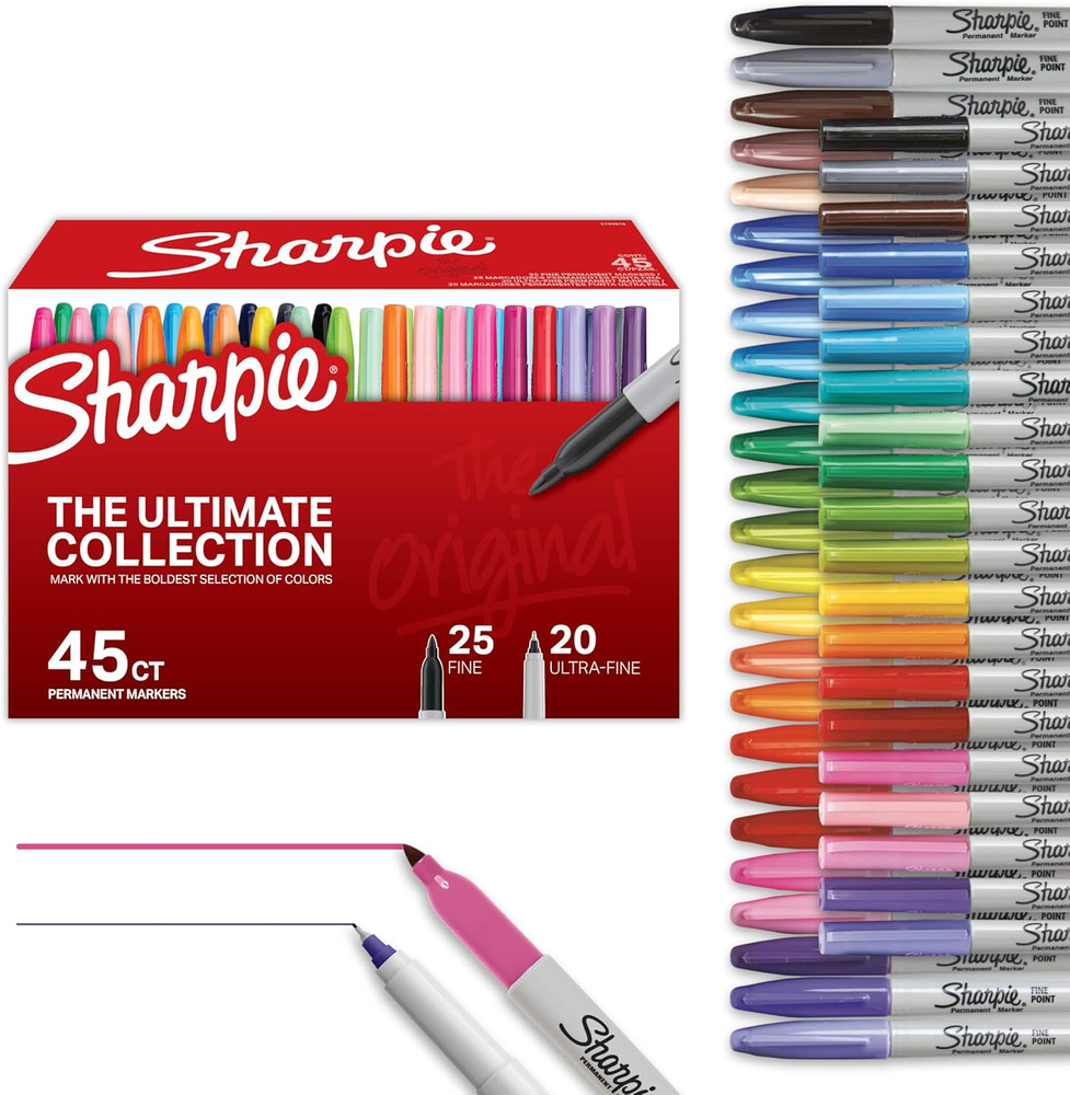 Sharpie Permanent Markers Ultimate Collection, Ultra Fine and Fine Tip, Assorted