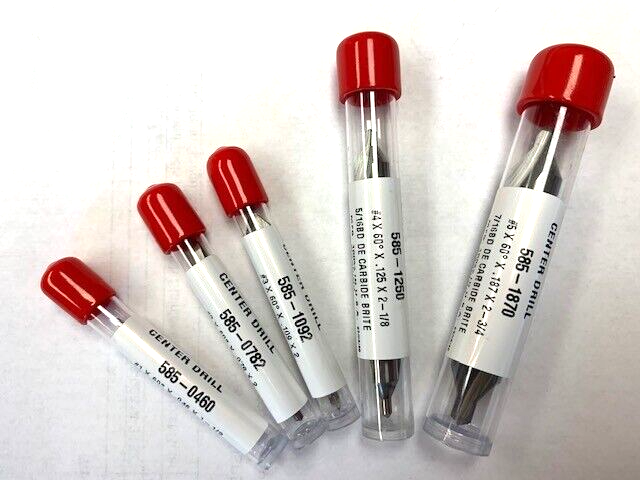 SOLID CARBIDE CENTER DRILL #1, 2, 3, 4, & 5 60 degree one of each