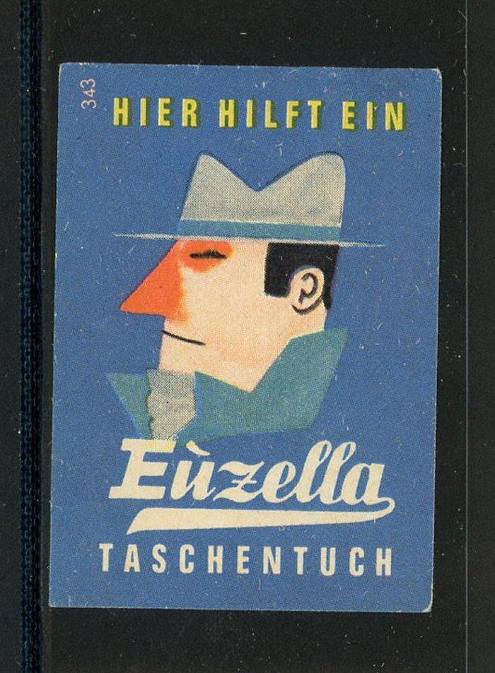 A HANDKERCHIEF HELPS HERE  German Match Box Label