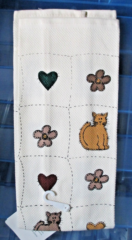 Charles Craft Cross Stitch Huck Towel Patchwork Cats