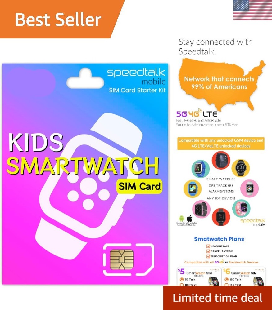 Smartwatch SIM Card Starter Kit - 3 in 1 (Standard, Micro, Nano) Global Coverage