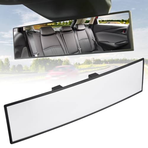 JOYTUTUS Rear View Mirror, Universal.8Inch Panoramic 1 Clear (Black frame)