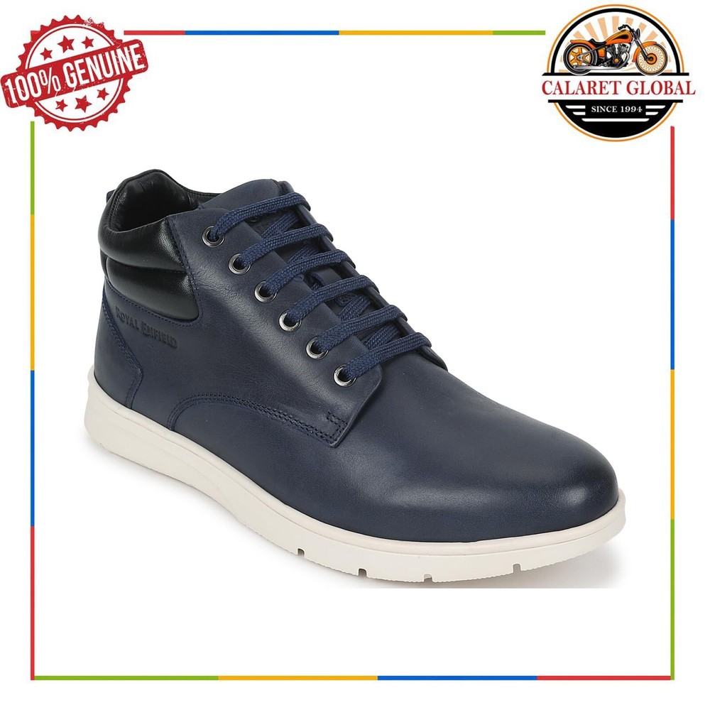Royal Enfield premium classic leather mid-ankle blue boots
