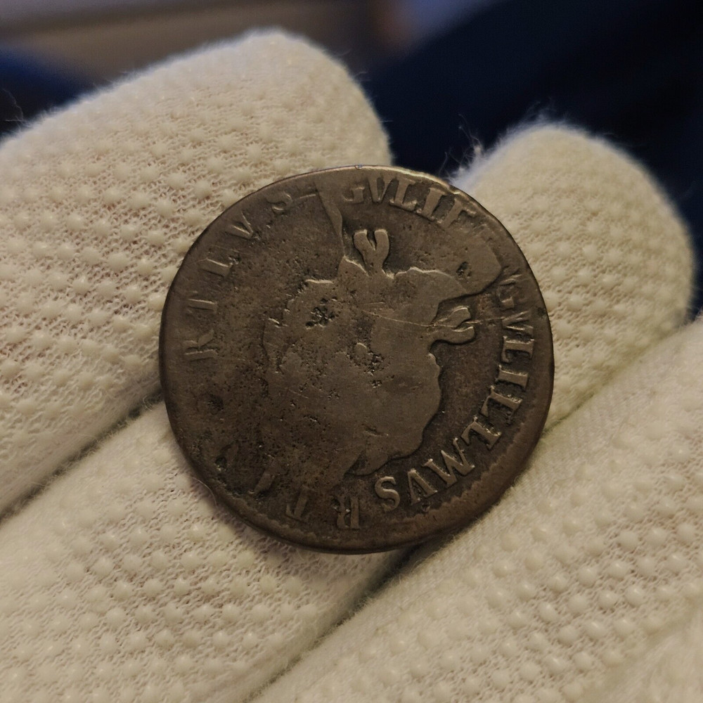 1690's William III Half Penny Double Or Multiple Struck Colonial Error Coin