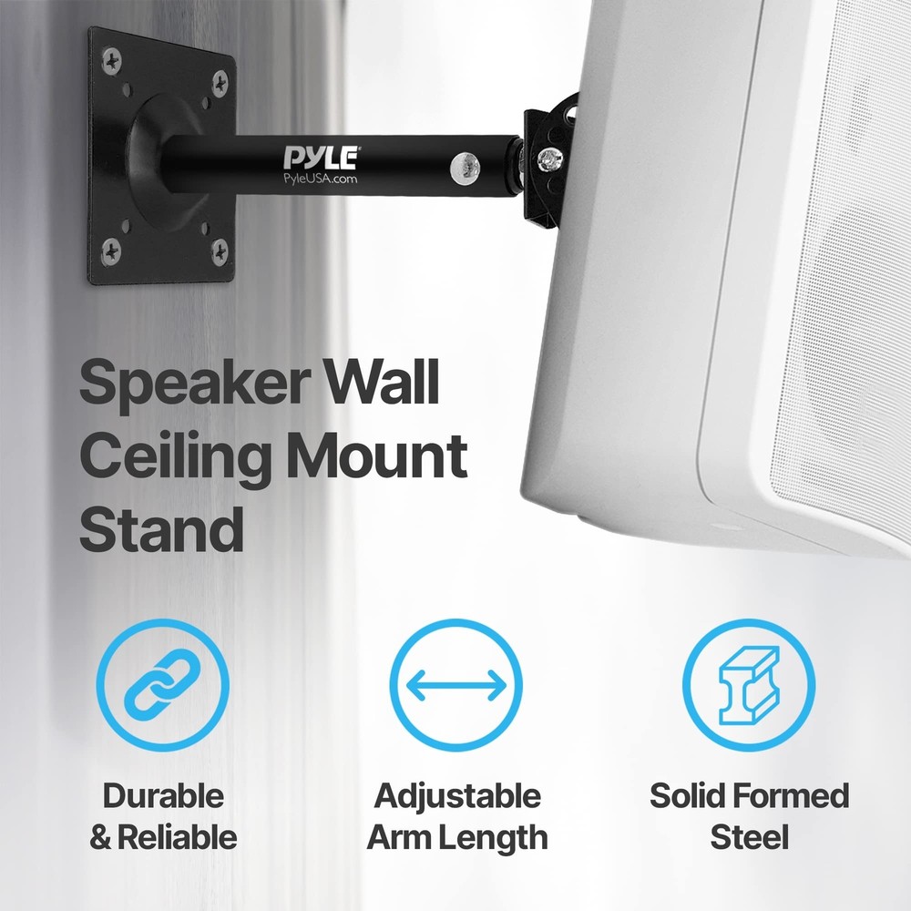 Pyle Speaker Wall Ceiling Mount Stand - Black Speaker Mounting Bracket w/ Adj...