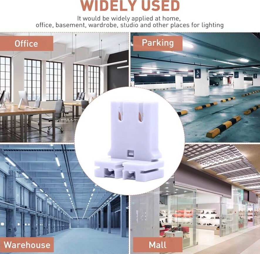 10pcs Fluorescent Light Holder Replacement Light Tube Base Lamp Socket