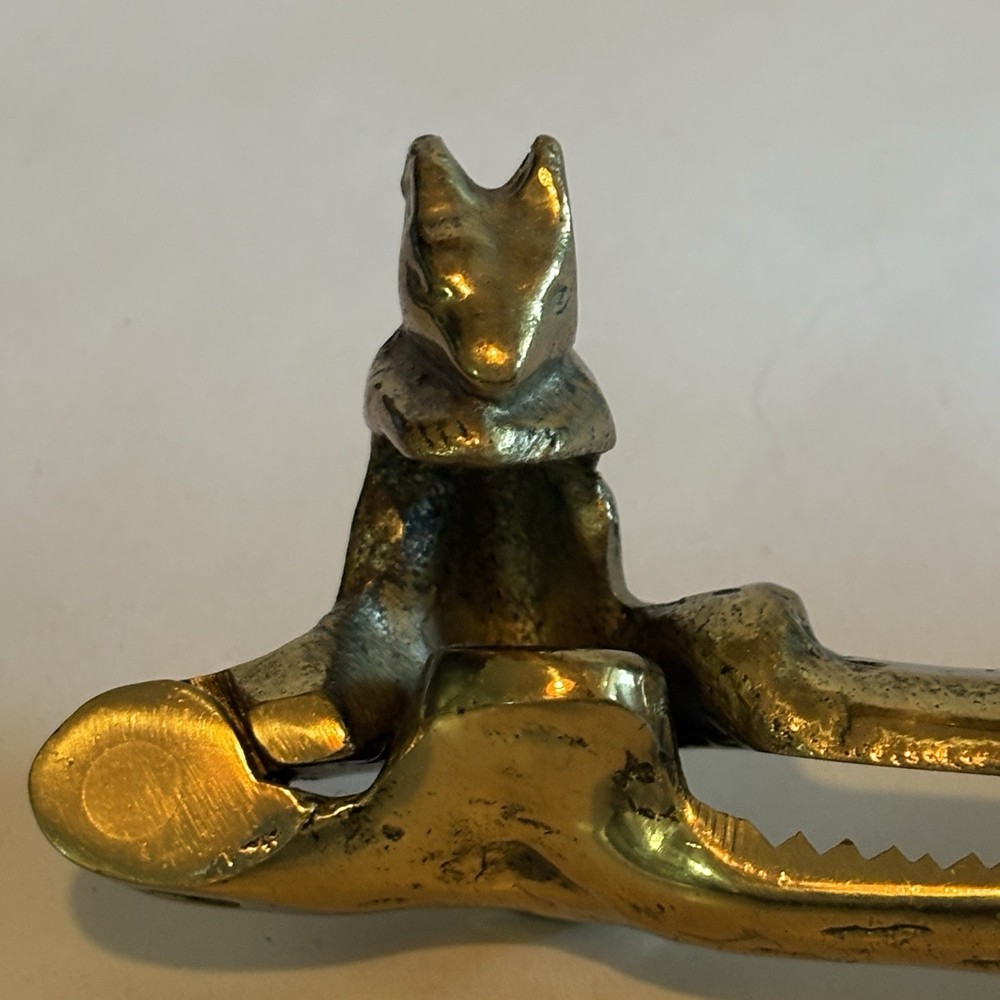 Vintage 5 1/2" SQUIRREL Golden SOLID BRASS Nut Cracker OLD