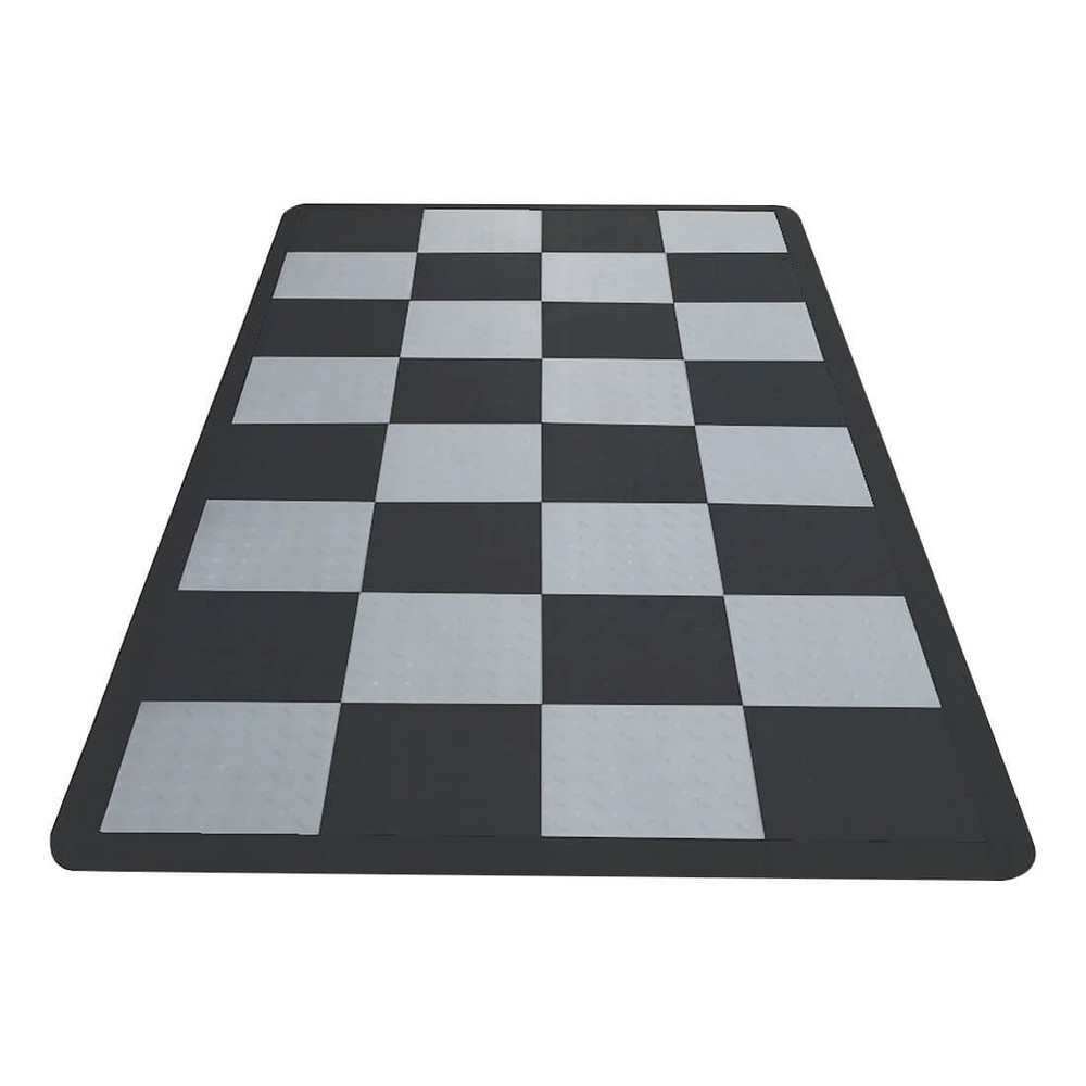 Speedway Tile Motorcycle Garage Floor Mat (Black / Grey)