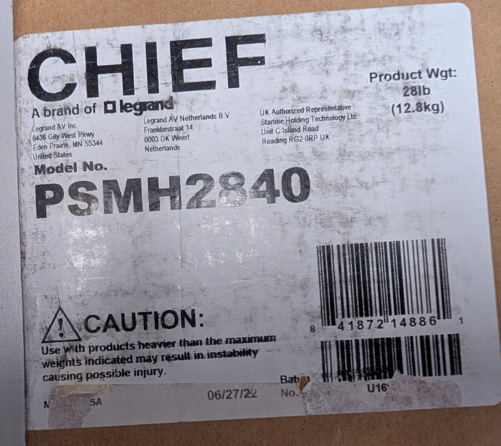 Chief PSMH2840 Heavy-Duty Custom Flat Panel Wall Mount