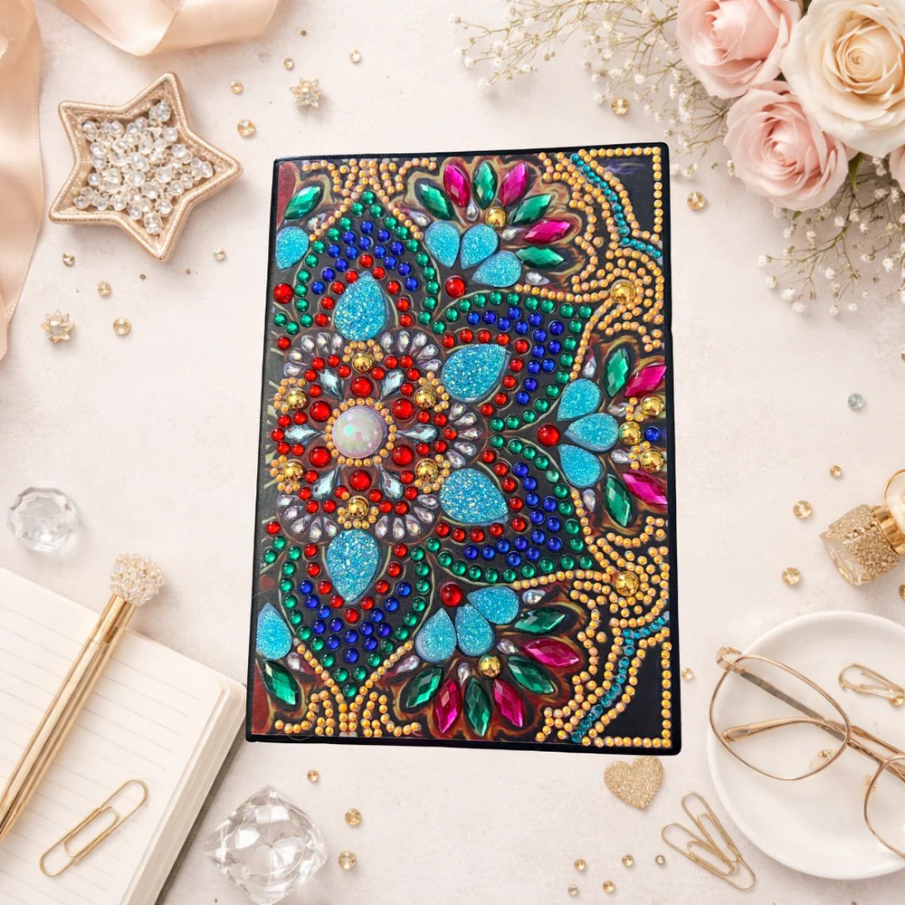 Diamond Art Painted Mandala Journal – Rhinestone Embellished Notebook