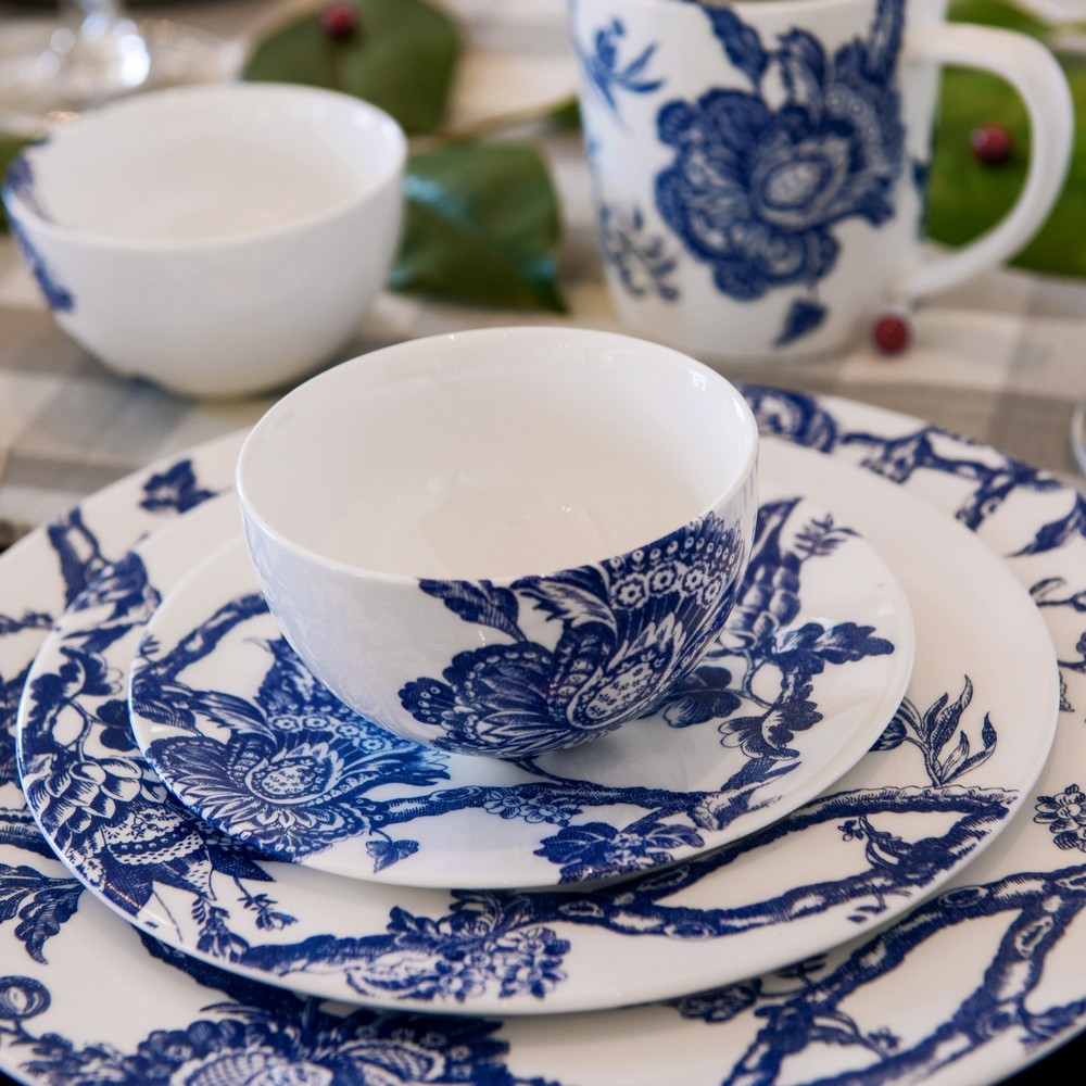 NEW Caskata Arcadia Rimmed Dinner Plate Blue 27cm
