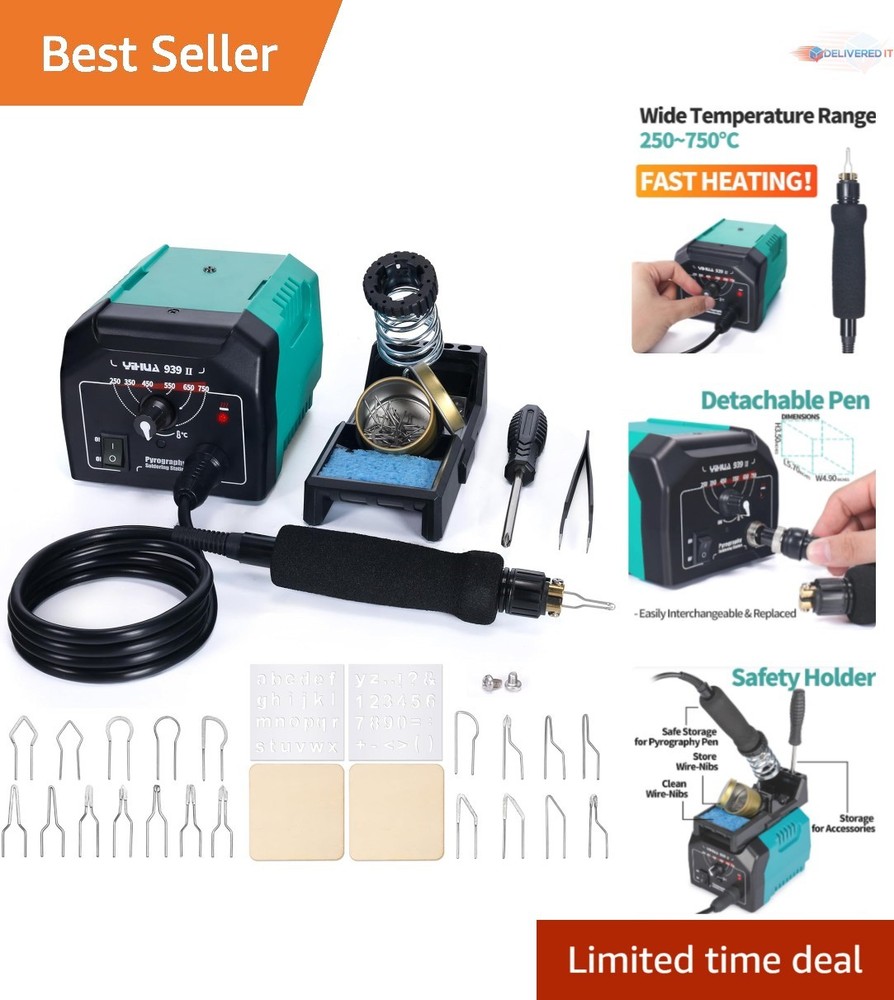 All-in-One Pyrography Kit with Adjustable Temperatures & Stencils for Artistry