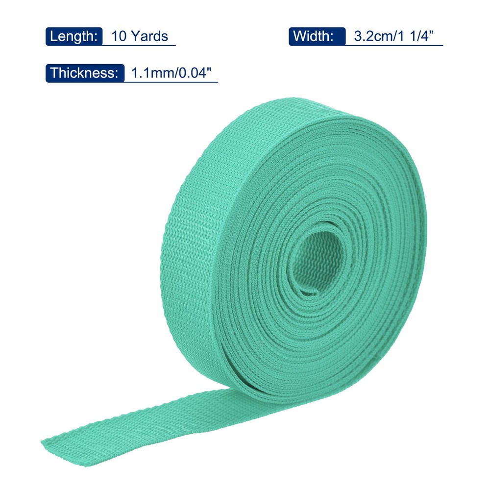 Lightweight Polypropylene Webbing Strap 1 1/4" 10 Yard Backpack Turquoise Green