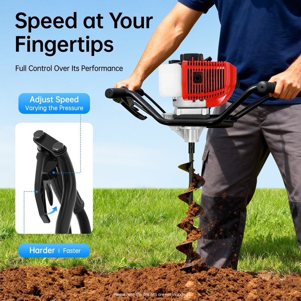 52CC Gas Powered Earth Auger 2hp 2-Stroke Post Hole Digger Auger, NO Drill Bits