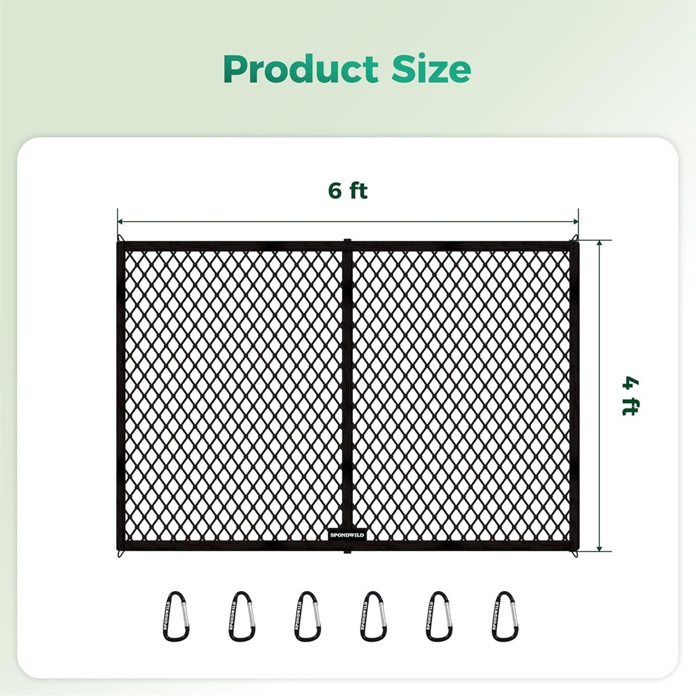 Stretchable Cargo Net with Hooks Adjustable Elastic Trunk Storage Organizer 6 x