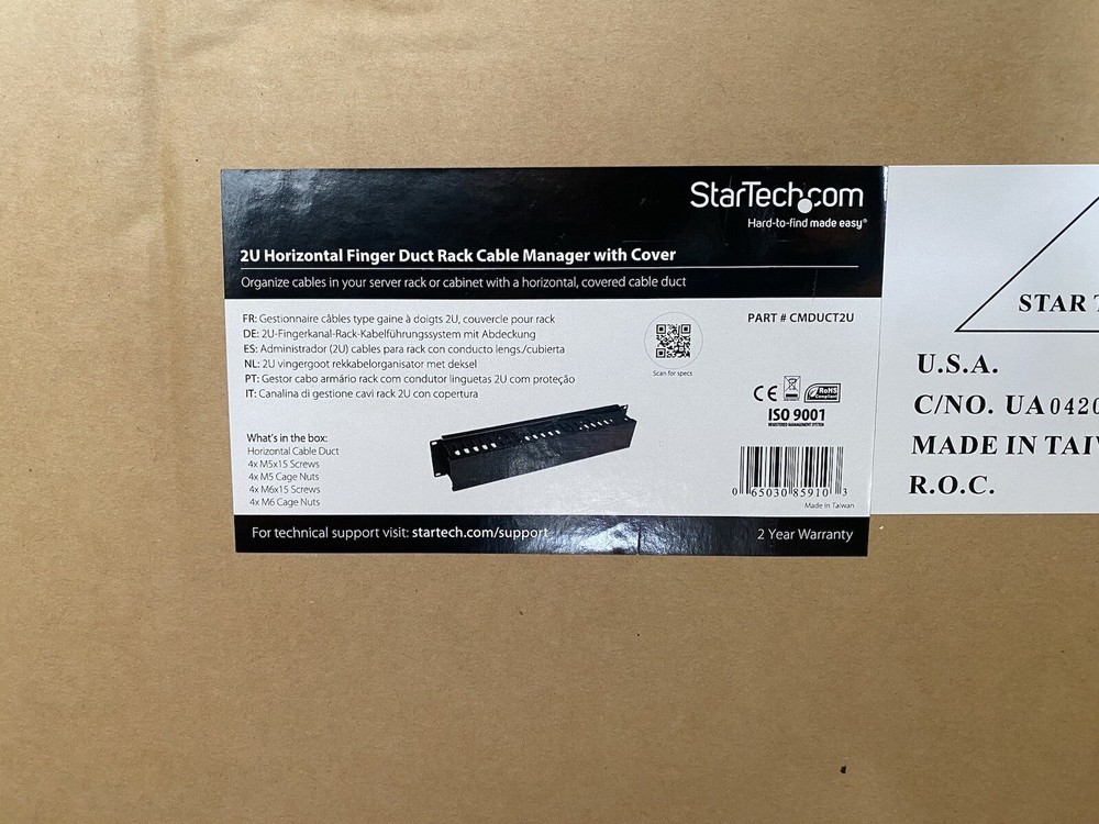 NEW Startech 2U Server Rack Cable Management Panel CMDUCT2U