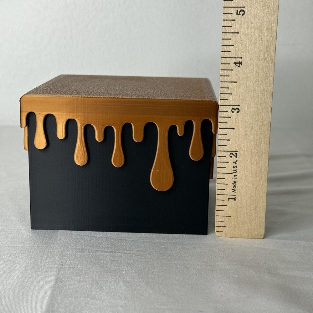 Dripping Lid Black Cube Storage Plastic Box Decorative Display Keepsake Bronze