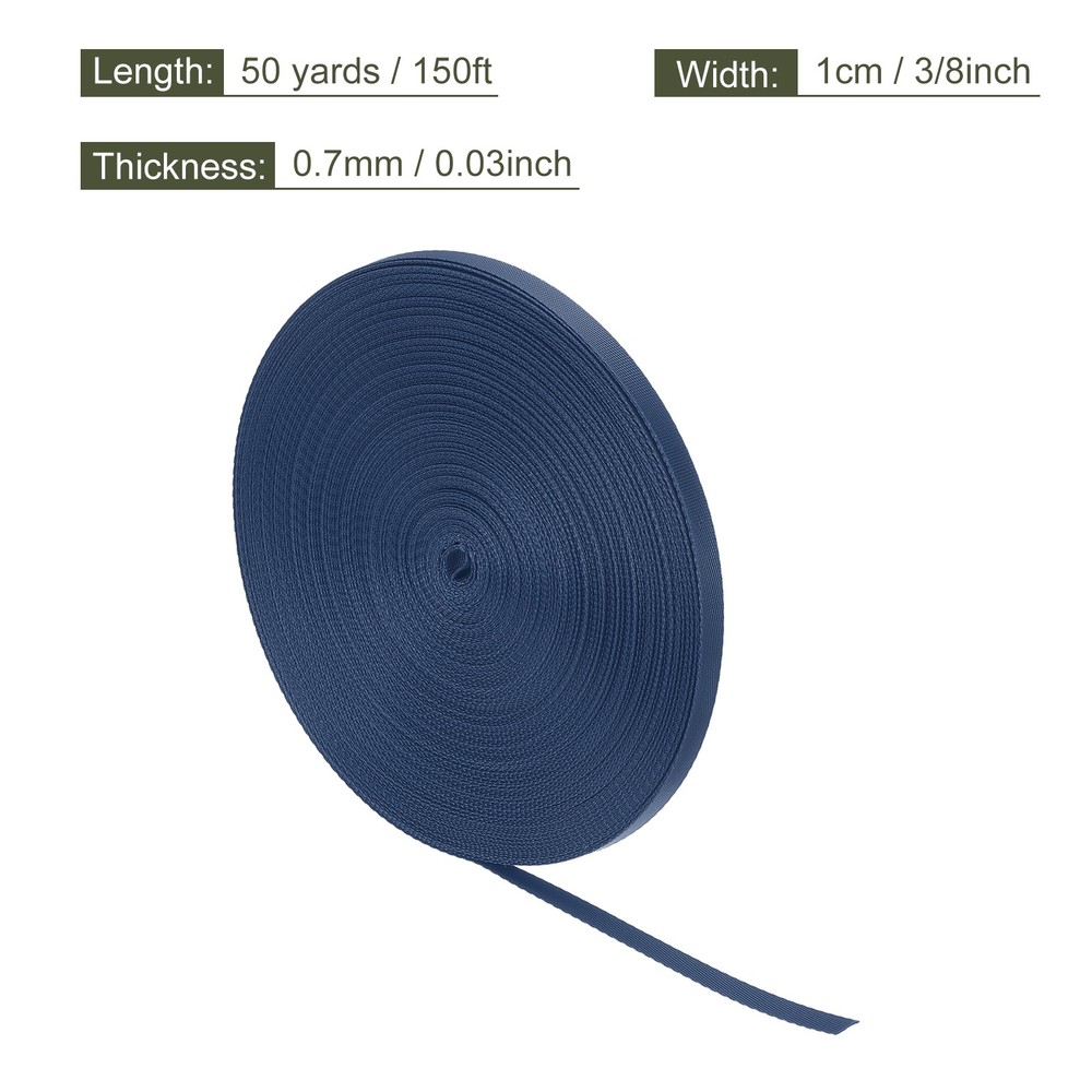 Flat Nylon Webbing Strap 3/8 Inch 50 Yards Dark Blue for Backpack
