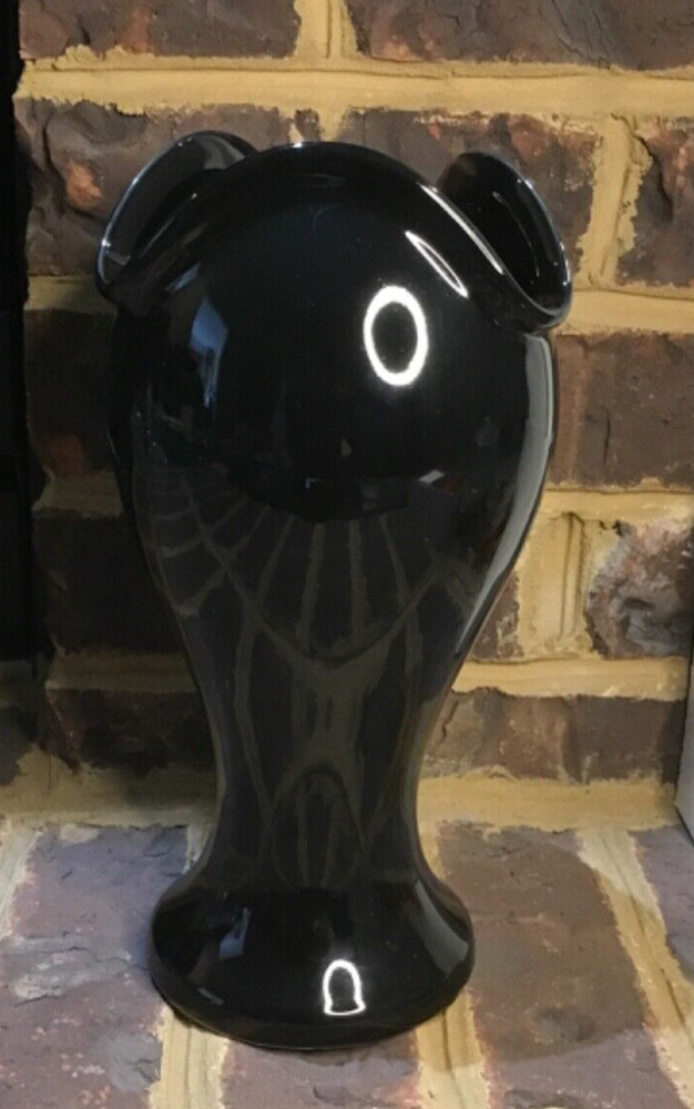 Vintage DeVille Black Ceramic Vase 10” Tall