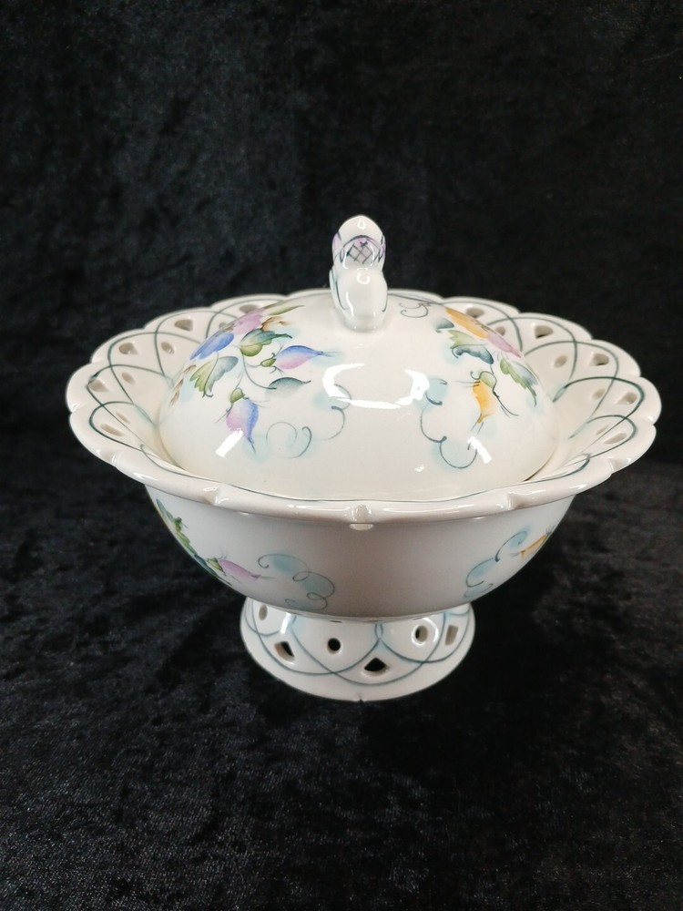Caxap Covered Candy Dish Ritclated Edge