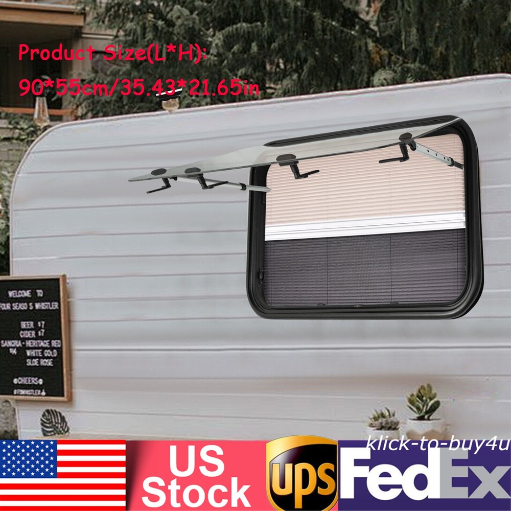 RV Exit Window RV Push Out Window Tempered Glass Camper Emergency Window 90*55cm