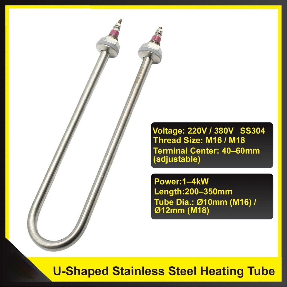 Heater Element U-Shape Immersion 220V/380V 2-3kW Stainless Steel Water Tank