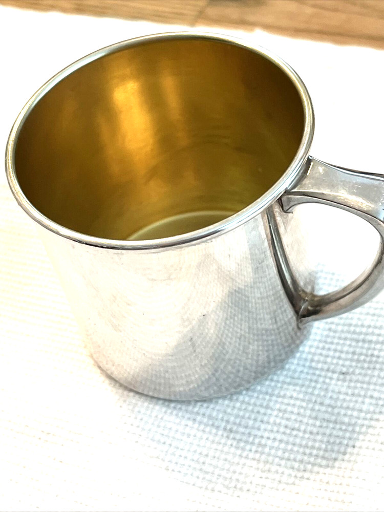 Community Baby Mug Silverplate E P N S Solid Pattern w/Goldtone Interior 00300
