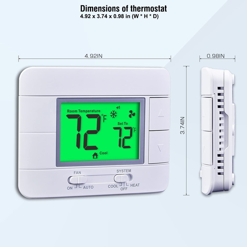 Upgraded Multi-Stage Non-Programmable Thermostats for Home 2 Heat/2 Cool, with T
