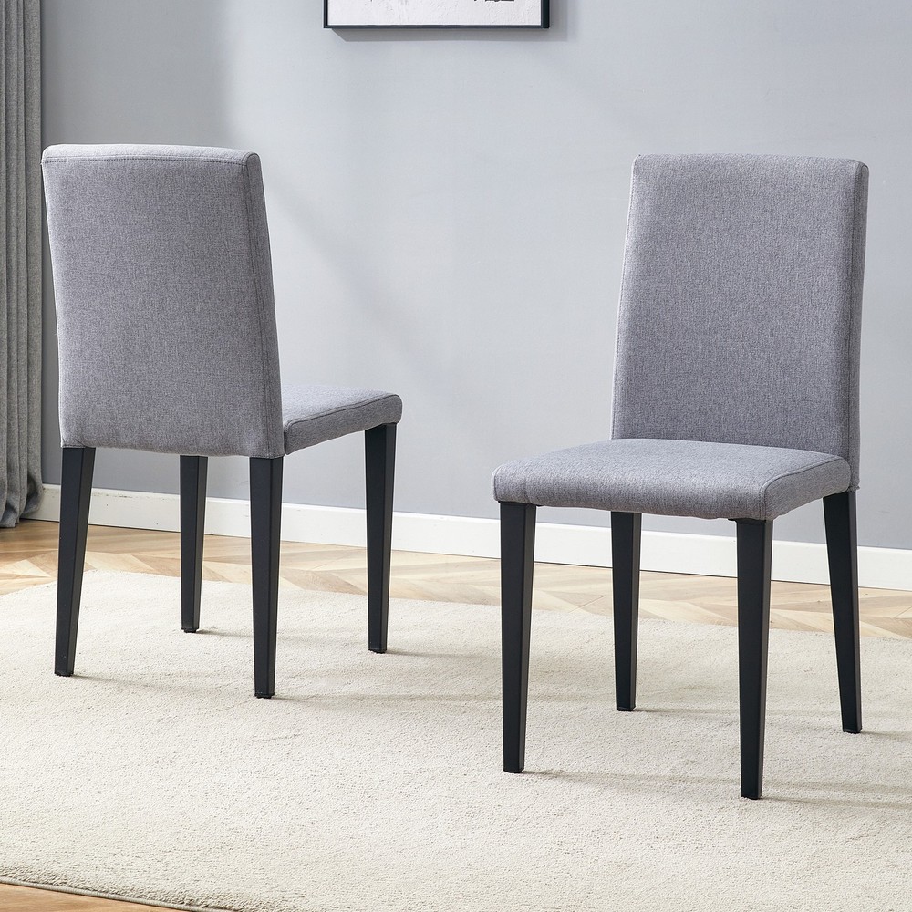 Two Light Gray Linen-Cotton dining chairs, simple and versatile, comfortable a