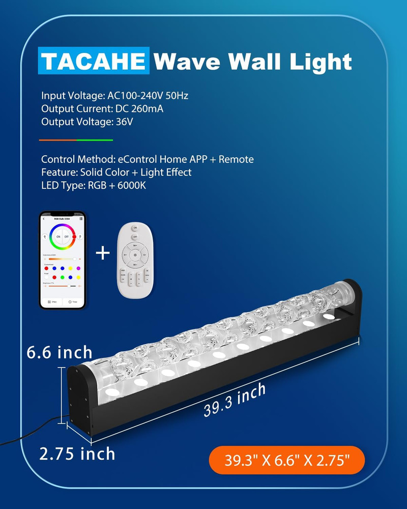 RGBW Dynamic Wave Wall Light - Color Changing Ambient Lamp with Remote