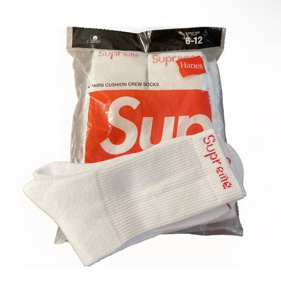 Supreme Black Crew Socks 4-Pack Size 6-12 NWT Authentic