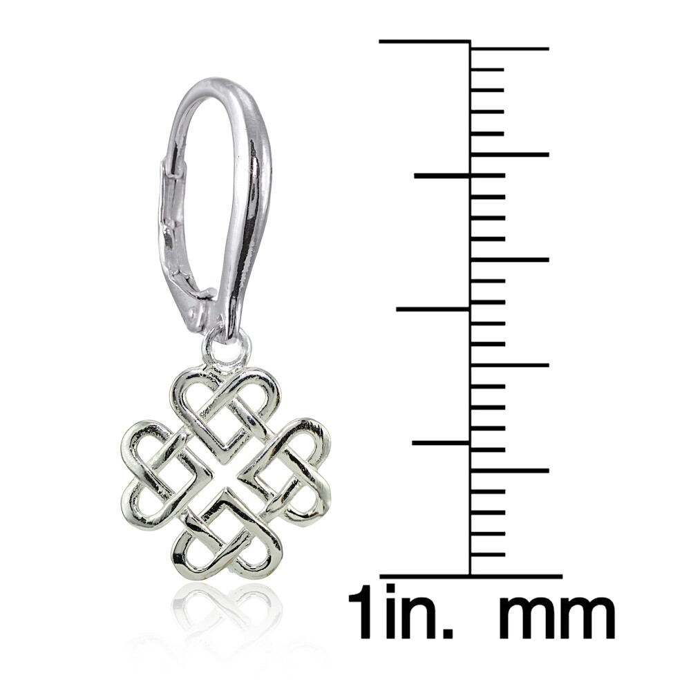 Sterling Silver High Polished Celtic Love Knot Dangle Leverback Earrings