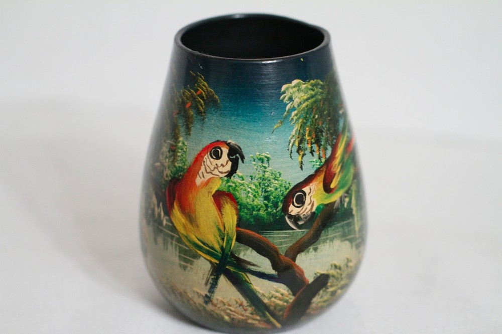 C Morit Painted Parrots 5" Vase Bird