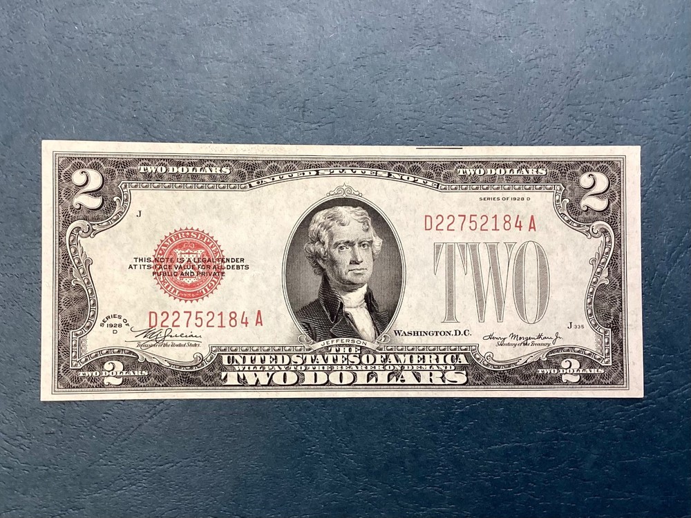 1928 D $2 Two Dollar US Red Seal Note - UNC UNCIRCULATED