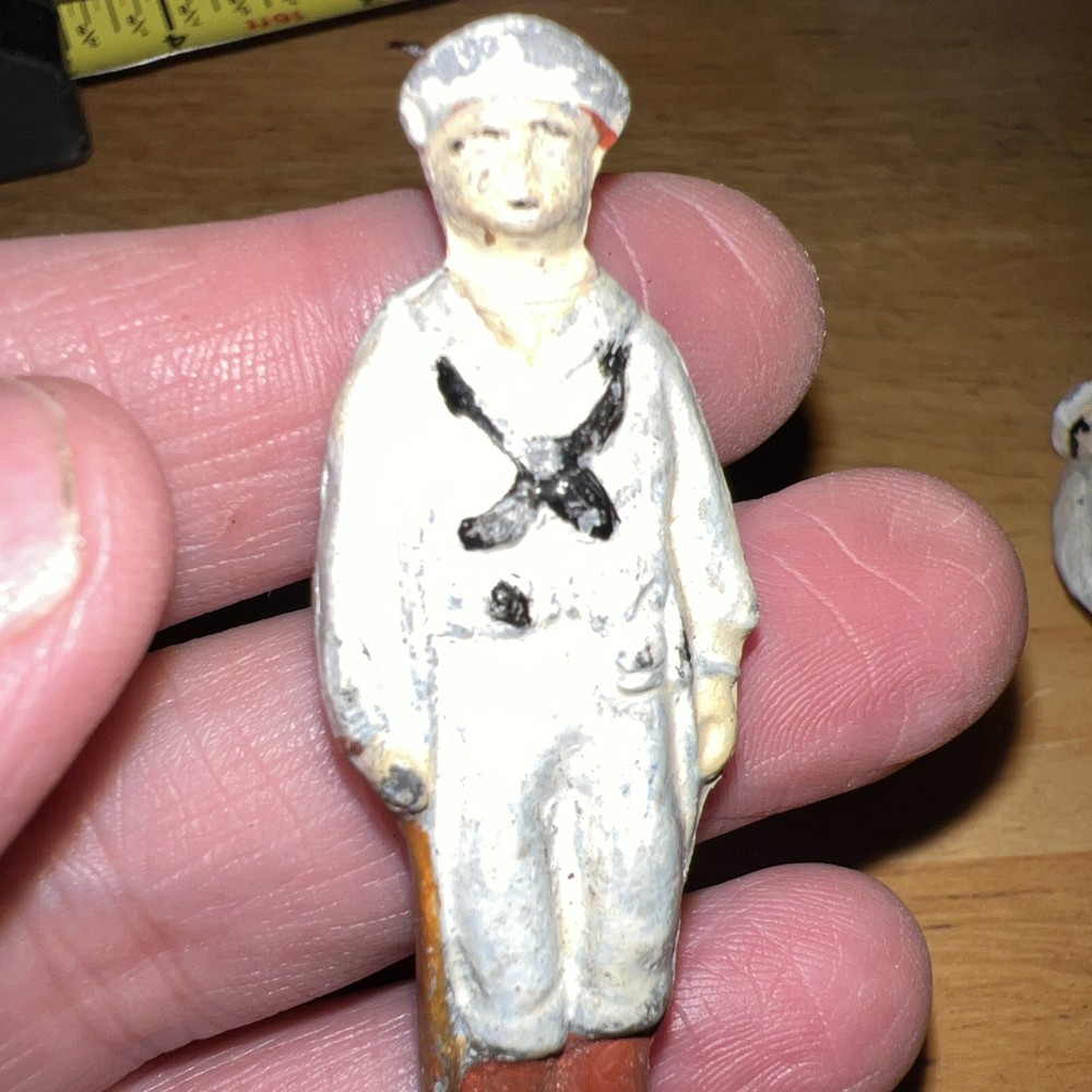 3 Vtg Die Cast Navy Sailor Mini Figures