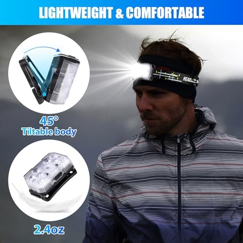 Headlamp Rechargeable, 2000 Lumen Ultra-Light Bright LED Rechargeable-1 PACK
