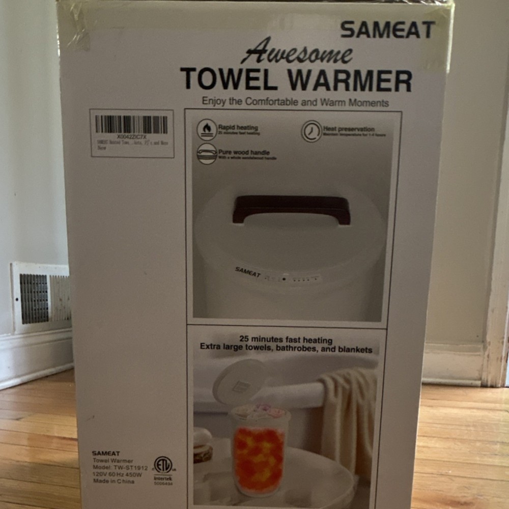 SAMEAT Towel Warmer White TW-ST1912, Fits 2 Large Towels, Rapid Heating, Timer